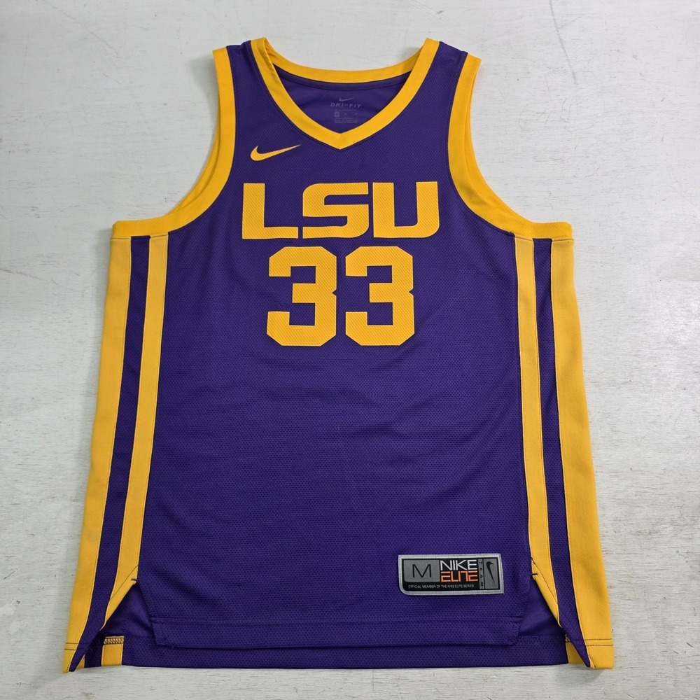 Nike Elite Dri-Fit NCAA LSU Tigers Basketball #33 Jersey Shaq Men's Sz M EUC